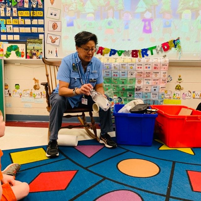 Alanna presenting to preschoolers at Talbot