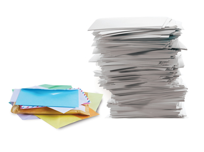 Office paper and junk mail for recycling.